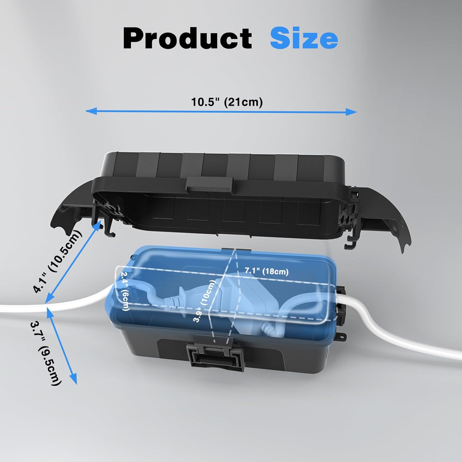 FLEMOON [2 Pack] IP55 Outdoor Electrical Box Waterproof with Detachable Awning Covers, 8.3 x 4.1 x 3.7 inch Weatherproof Extension Cord Cover, Easy Installation for Outdoor Plug, String Lights, Black
