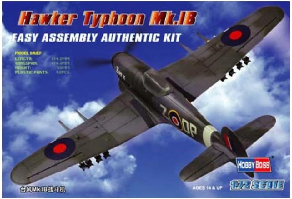 Hawker Typhoon MK-1B British Fighter Bomber (Easy Assembly) 1/72 Hobby Boss