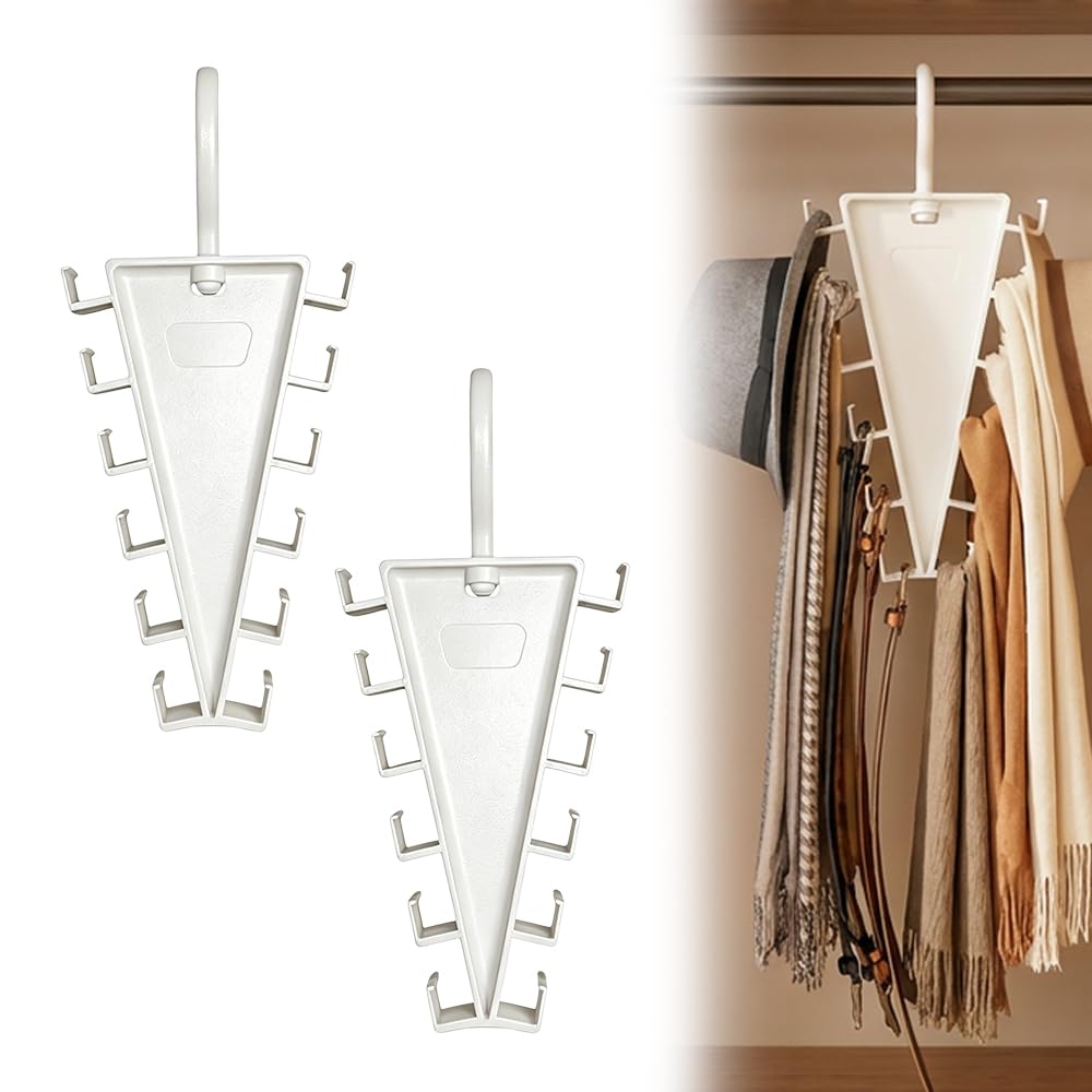 V Shaped Double-Sided Closet Organizer Hanger, 2027 Upgraded 12-Hook 360° Rotating Space Saving Vertical Storage Hanger, Multi‑Functional V‑Shaped Double‑Sided Hanger Storage Rack (2pcs)