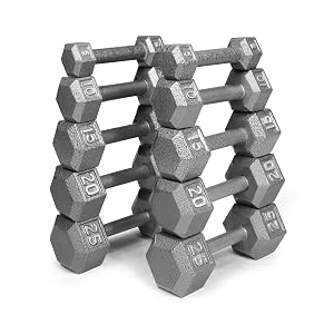 WF Athletic Supply Cast Iron Dumbbell Set Solid Hexagon Grey Dumbbell Set Strength Training Free Weights for Women