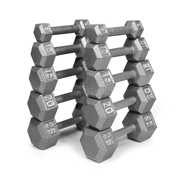 WF Athletic Supply Cast Iron Dumbbell Set Solid Hexagon Grey Dumbbell Set Strength Training Free Weights for Women