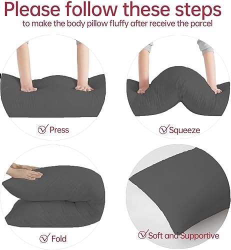 Miniatura 7 de BedTreat Almohada de cuerpo completo con funda extraíble para adultos, almohada corporal suave y esponjosa para personas que duermen de lado,