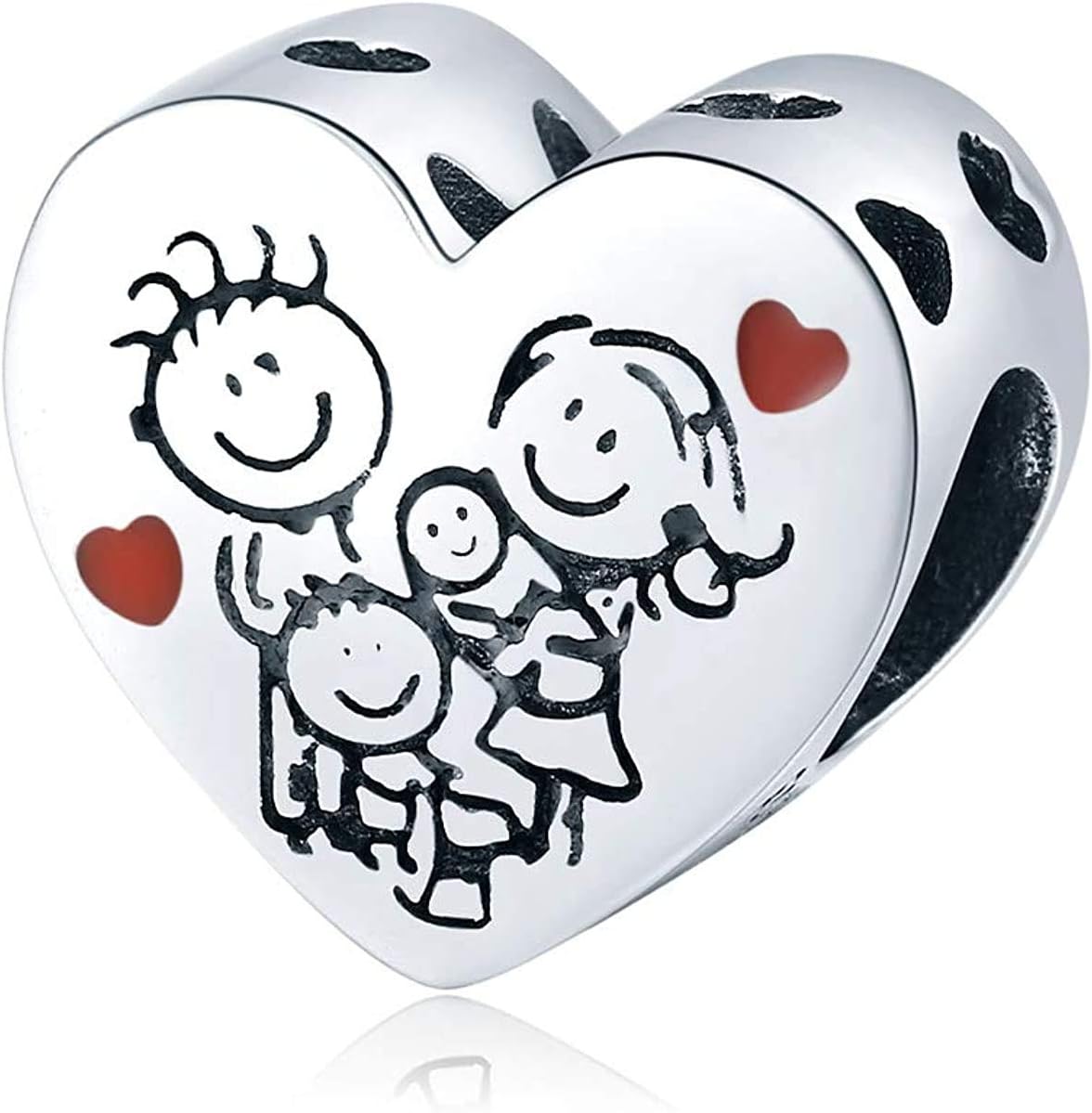 Family Heart Charm fits Bracelets for Woman-925 Sterling Silver Dangle Pendant Bead,Girl Jewelry Beads Gifts for Women Bracelet&Necklace