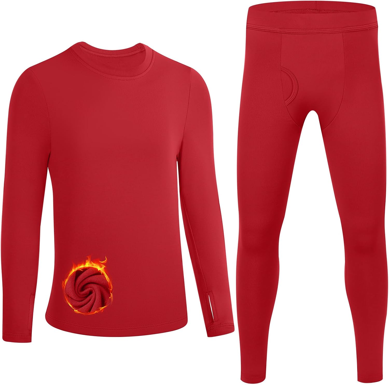 Poekuao Boys Thermal Underwear Set, Kids Thermals Top and Bottom Set, Soft Fleece Lined Long Johns Base Layer for Skiing