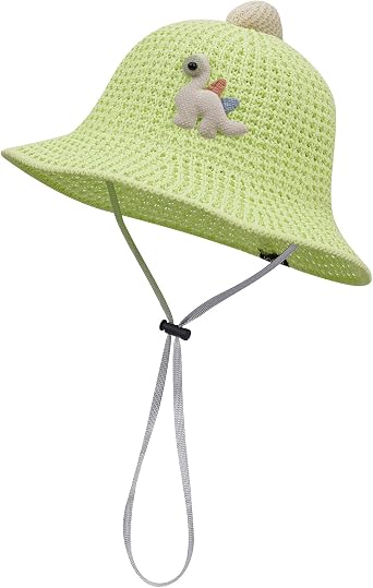 Clakllie Straw Hat, Children, Dinosaur Pattern, Cute, 2 to 5 Years Old, Kids Safari Hat, Ultra Lightweight, Breathable, Sun Protection, Heatstroke Prevention, Sun Protection, Boys and Girls, Nursery