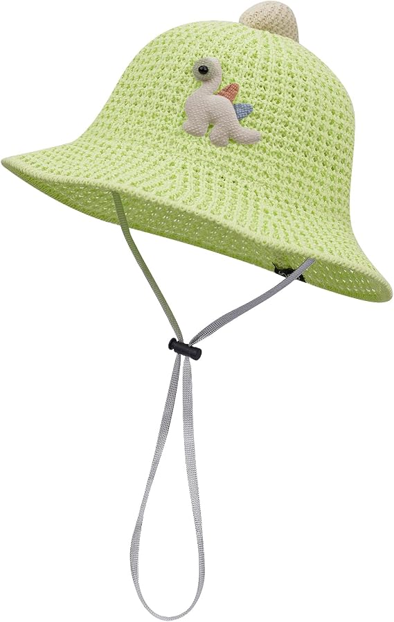 Clakllie Straw Hat, Children, Dinosaur Pattern, Cute, 2 to 5 Years Old, Kids Safari Hat, Ultra Lightweight, Breathable, Sun Protection, Heatstroke Prevention, Sun Protection, Boys and Girls, Nursery