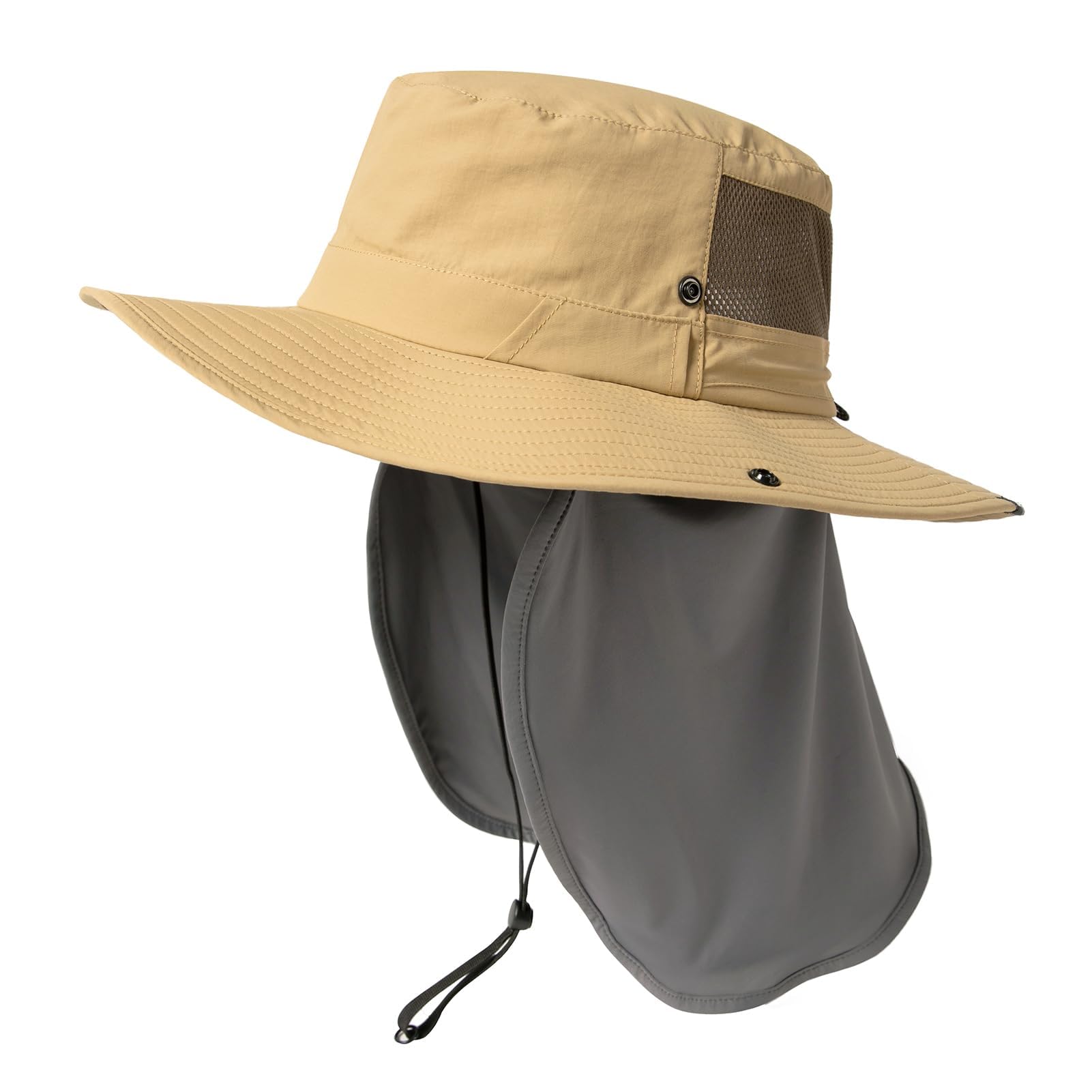 TOP-EX Chapeau de soleil à large bord pour homme avec verrouillage de lunettes de soleil UPF 50 Chapeau d'été avec rabat de cou imperméable pour la pêche en plein air Safari Chapeau pliable XL/XXL
