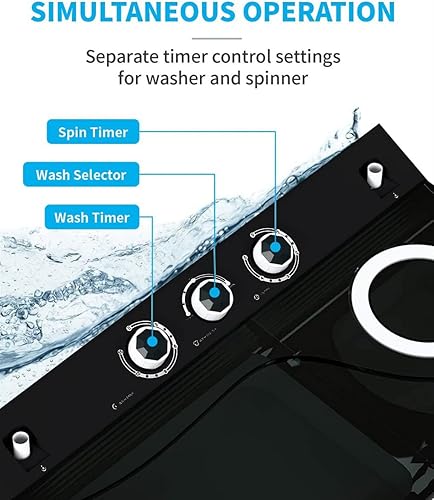 Miniatura 2 de Lavadora portátil semiautomática de 26 libras y 420 W, lavadora de doble tina compacta (18 libras) y giratoria (8 libras) con bomba de drenaje para