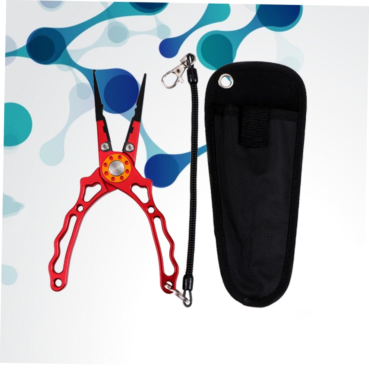 Pinza da Pesca Rossa in Lega di Alluminio Multifunzione | Lama in Acciaio Inox e Tungsteno, Cordino da Pesca Incluso, Custodia in Nylon