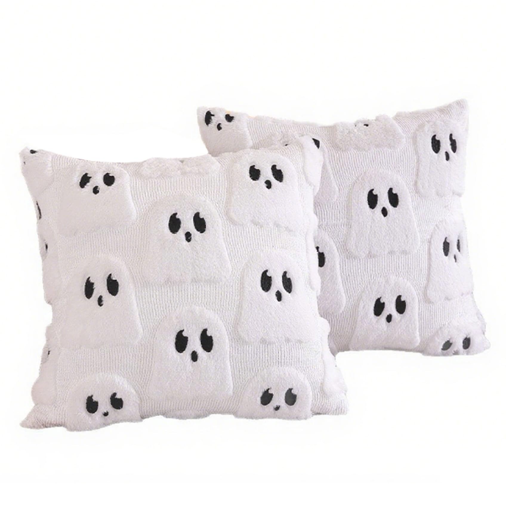 Striegro Halloween Pillow Covers 2Pcs, Ghost Embroidered, White, 18x18..