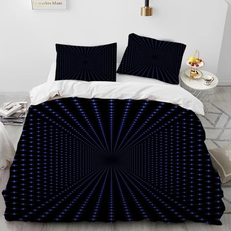 Housse de couette 140x200 impression 3D de qualité supérieure motif bleu marine