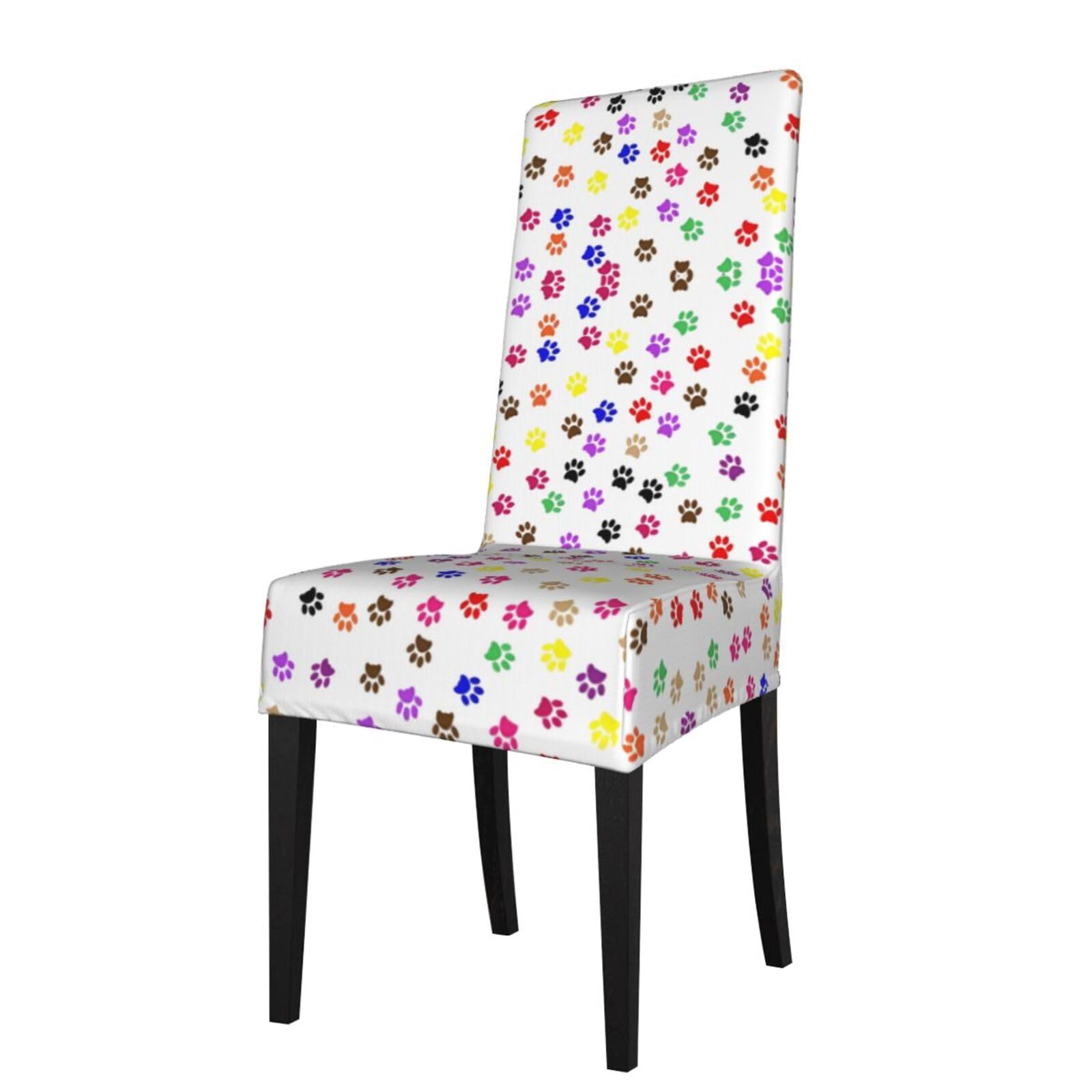 WHJDPP Paw Prints Prints Protection Cover for Dining Chair - Stretchy Seat Throw Covers, Wrinkle-Free & Easy Care for Hotel, Wedding & Home Dining Chairs