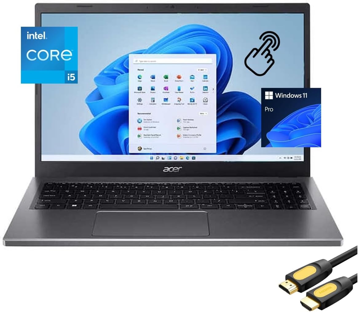 Acer Aspire 5 Laptop for Business & Student, 15.6" FHD Touchscreen Display, 13th Gen 8-Cores i5-13420H (Up to 4.6GHz), 8GB RAM, 512GB NVMe SSD, Keypad, WiFi 6, Webcam, HDMI, SPS HDMI Cable, Win 11 Pro