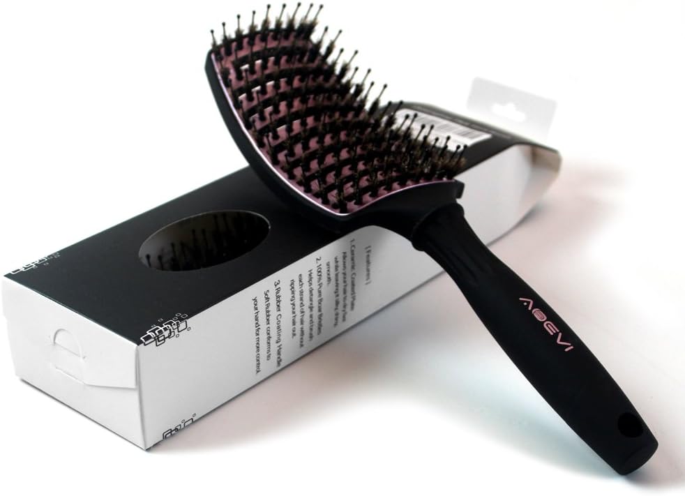 Hair Brush, Hair Comb, Curved and Vented Detangling Brush Vent Hair Brush for Women Long, Thick, Thin, Curly & Tangled Hair (Black)
