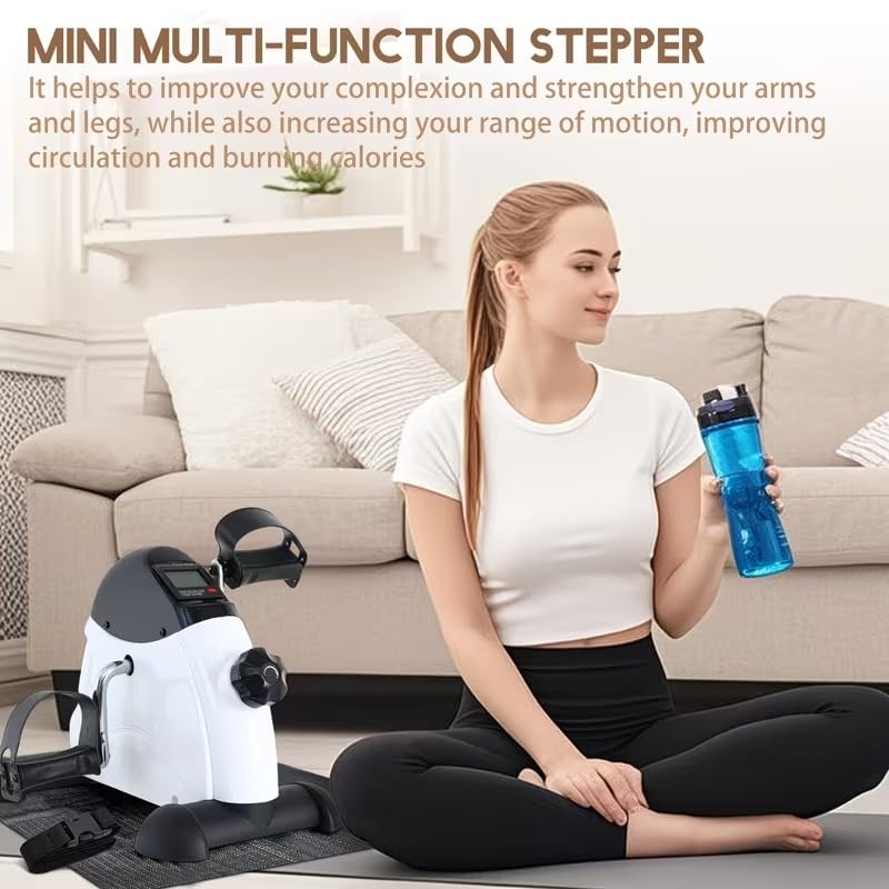 Image of Foldable Mini Fitness Cycle Pedal Exerciser Bike Gym Machine with Digital Display Meter for Men Women Home Exercise Gym, LCD Monitor, Quiet Operation