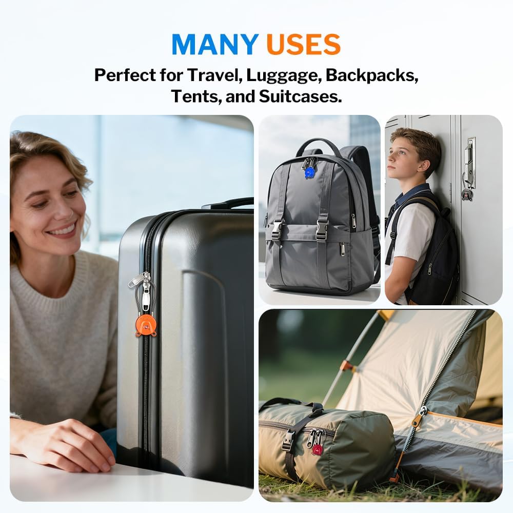 Forge TSA Approved Luggage Locks Ultra-Secure Dimple TSA006 Key Travel Locks with Zinc Alloy Body- Black 2 Cable Locks - Image 7