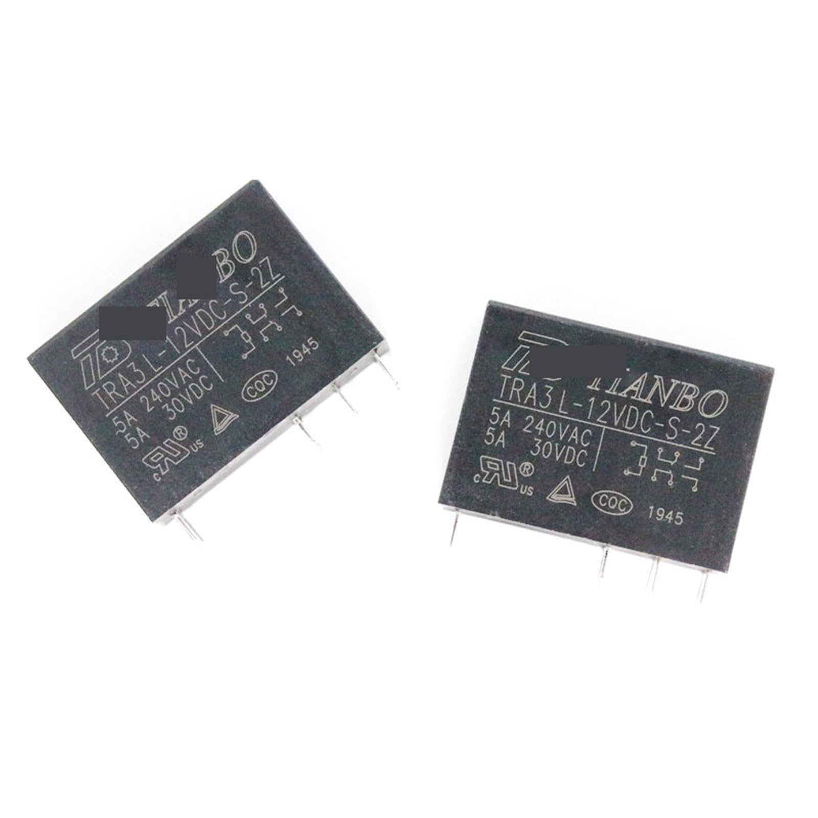 Relé electromecánico TRA3L-12VDC-S-2Z con dos contactos conmutados de 5A 8
