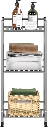Miniatura 6 de TZAMLI Estantería de 3 niveles, estantes de almacenamiento de baño independientes, estante de almacenamiento de metal resistente para espacios