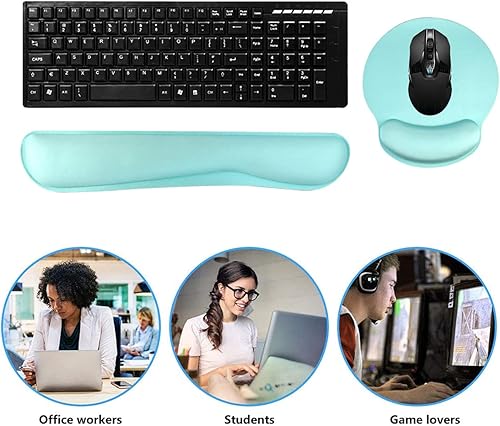 Miniatura 5 de Almohadilla para mouse con reposamuñecas para teclado, espuma viscoelástica, juegos de almohadillas de descanso para escribir cómodamente y aliviar