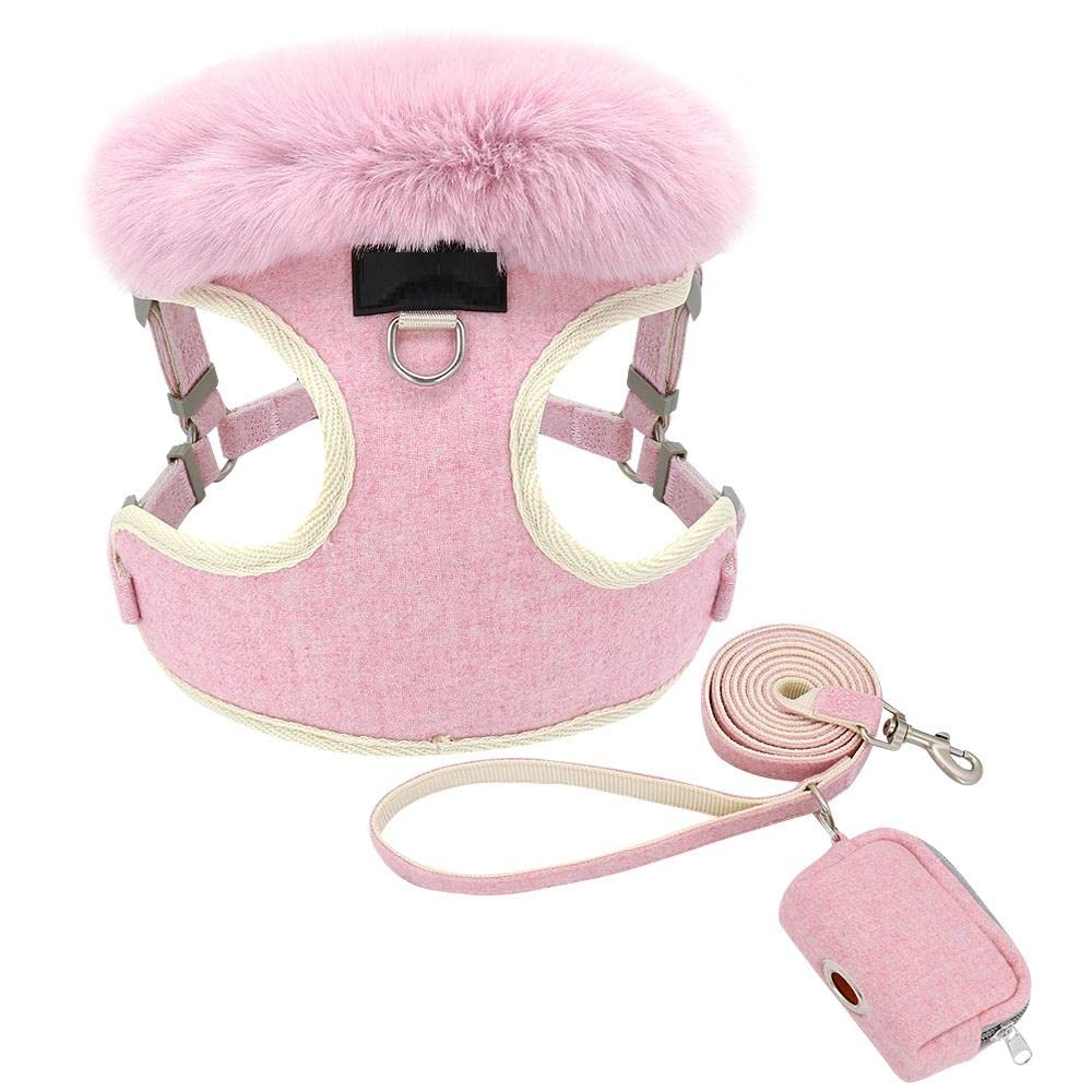 Harnais pour Chien, Ensemble de Laisse for Animaux Compagnie, Doux et Chaud, Harnais réglable for Chiot Chat, Gilet(Pink,S)