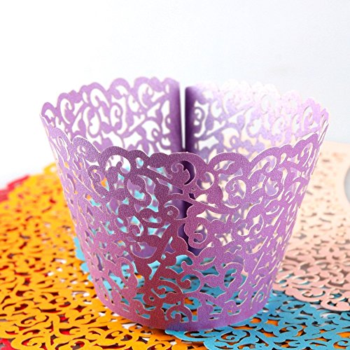 Zorpia® Kitchen DIY Cupcake Wrappers 60 Filigree Artistic Bake Cake Paper Cups Little Vine Lace Laser Cut Liner Baking Cup Muffin Case Trays for Wedding Party Birthday Decoration ZRA0168960