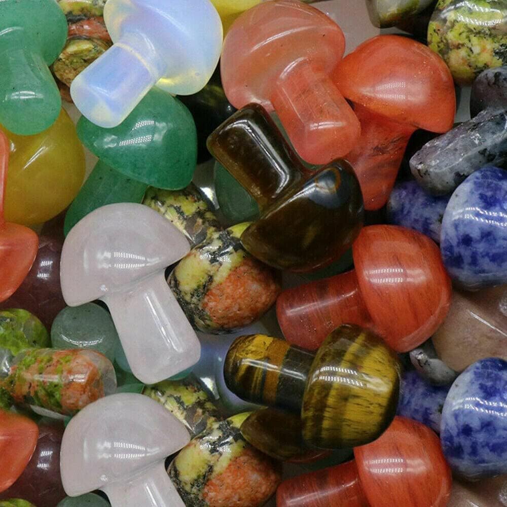 5 Pcs Mushroom Hand Carving Crafts Natural Crystal Stones for House Party Plant Pot Fish Tank Polishing Decoration Gift