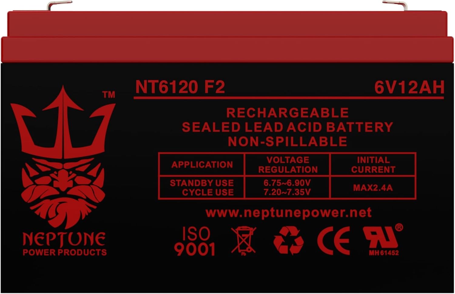 Brand NT6120 6V 12Ah F2 Terminal SLA Rechargeable Replacement Battery for CSB GP6120 F2, Vision CP6100D, Enduring 3FM10 T2 (4 Pack)