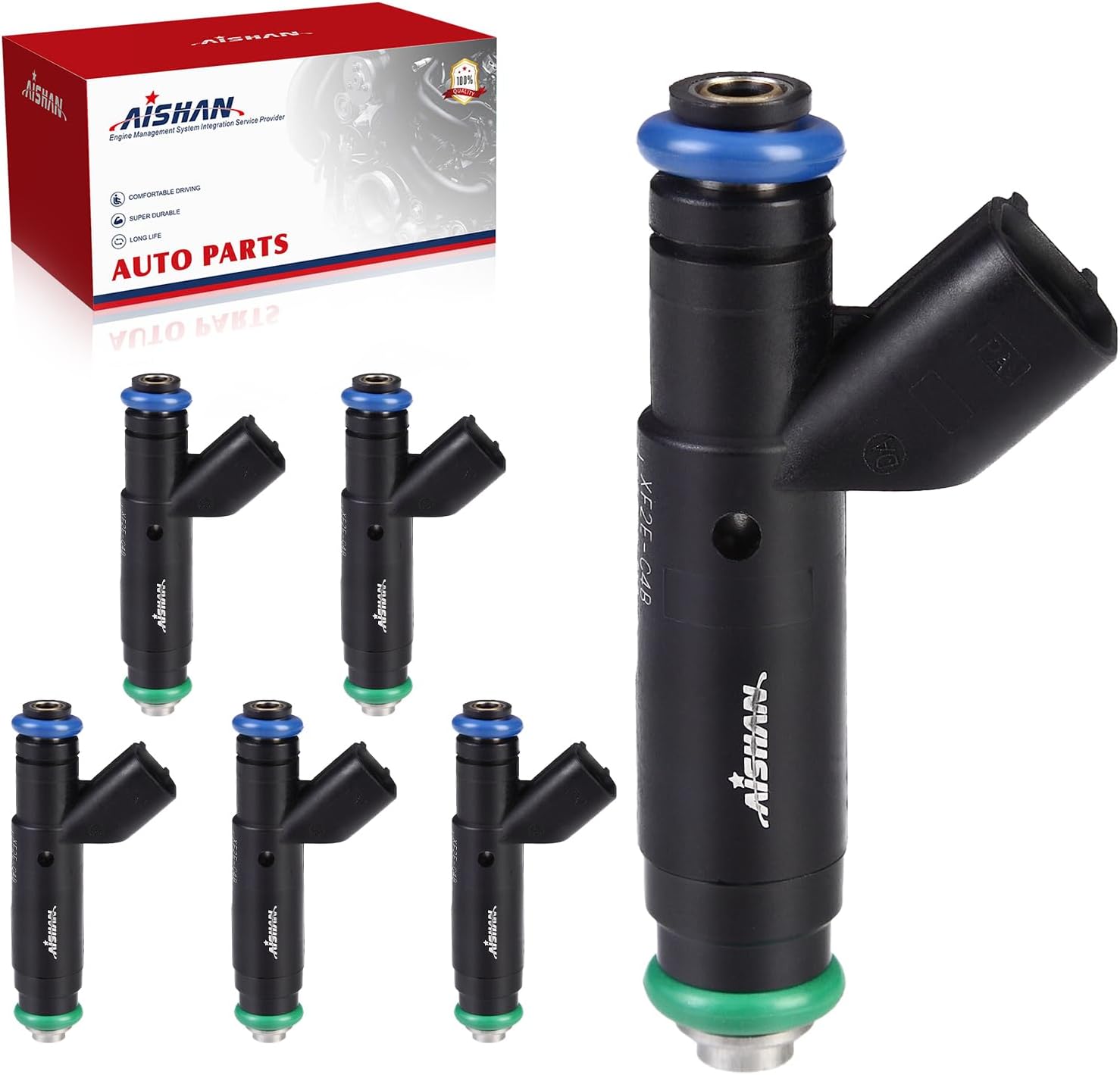 6PCS Fuel Injectors 4 Holes Compatible with Ford for Mustang 2002-2004, Ranger 2002 2003, Taurus 2003 2004, Windstar 2002 2003 V6 3.0L 3.8L Replace# 822-11163