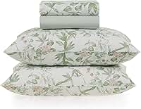 Jogo de Lençol Casal Karsten Percal 160 Fios 100% Algodão Estampado Cama 4 Peças (Naila - Folhas Verde)