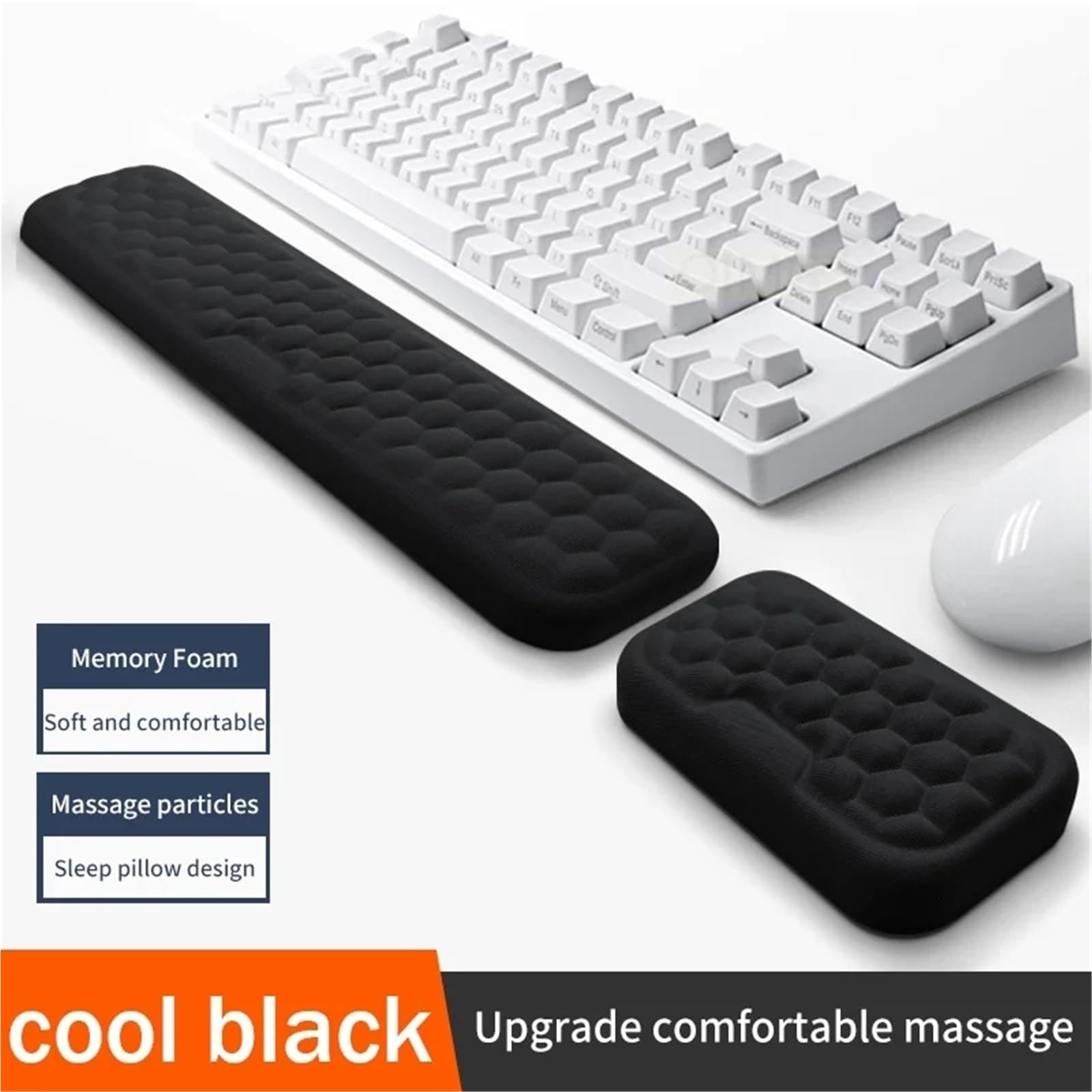 Tappetino Mouse Con Poggiapolsi Set poggiapolsi for tastiera in memory foam