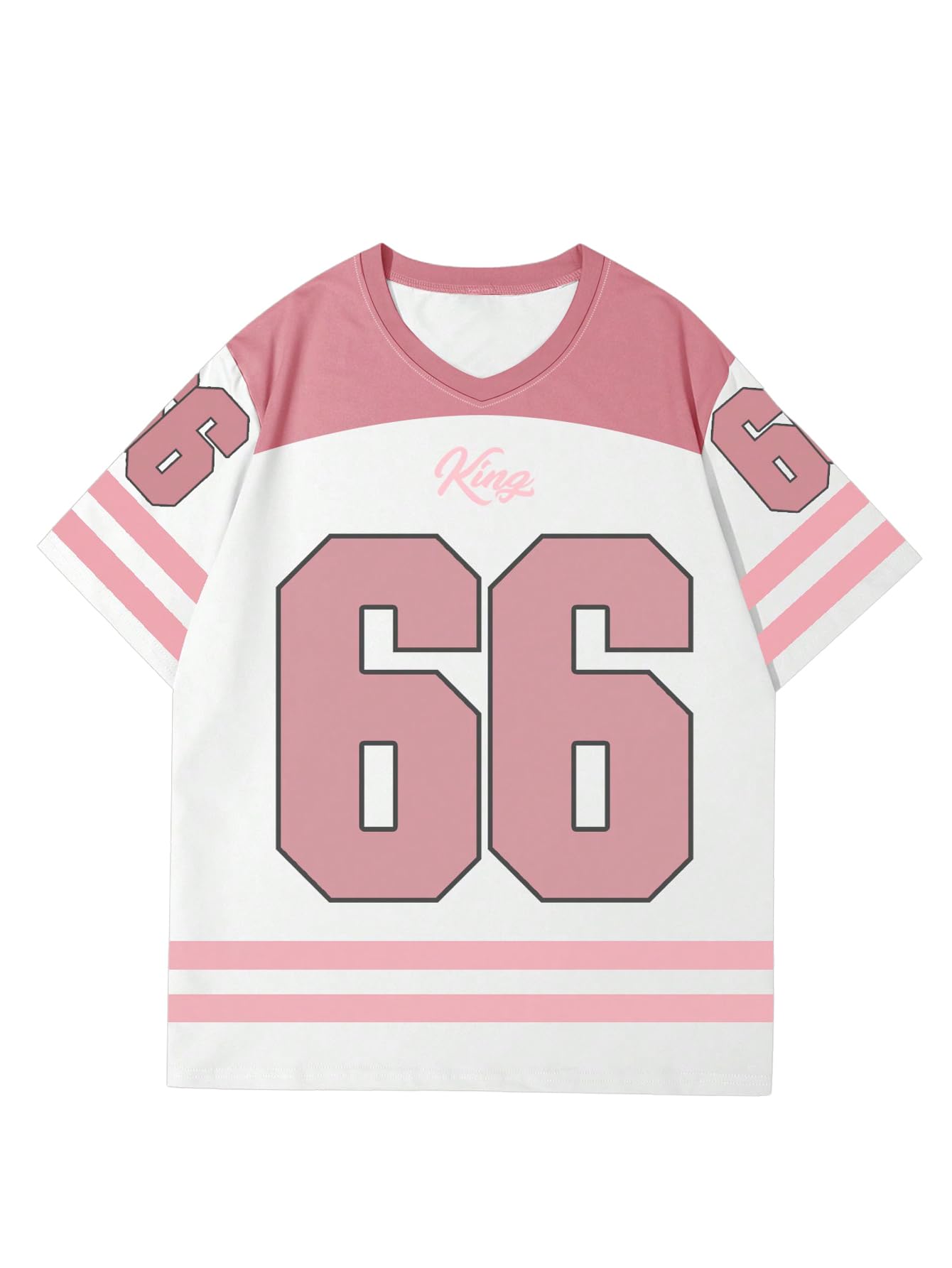 Mens Plus Size Jersey T-Shirts Color Block Number Graphic Tees Short Sleeve V Neck Oversized T Shirt