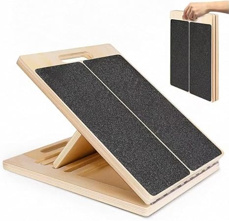 Tablilla inclinada para estiramiento de gemelos, ajustable, portátil, de madera, con inclinación, compatible para piernas, rodillas, talones, tobillos y estiramiento. Tablero de estiramiento de tobillo, tabla de equilibrio