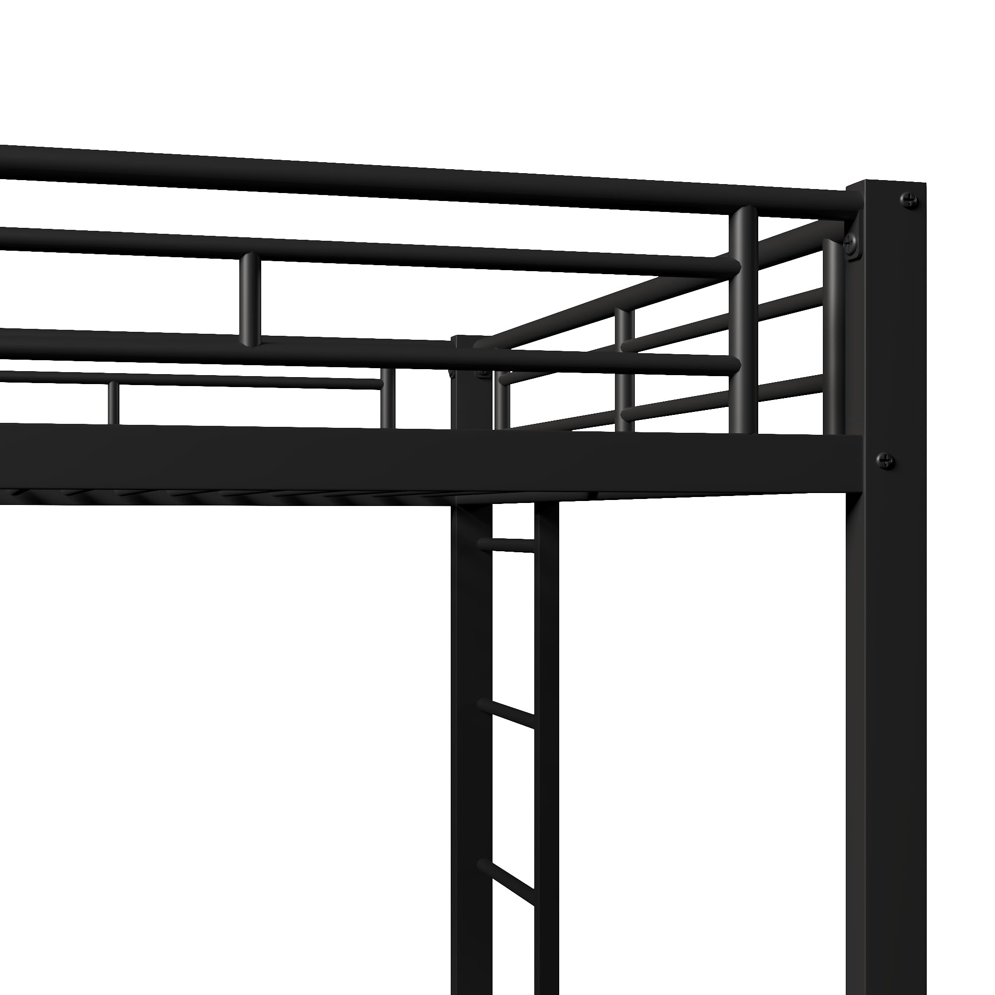 Moimhear 140x200cm, litera, cama de hierro, cama infantil, equipada con cama nido (90x190cm), barandillas altas, sin colchón (Negro)