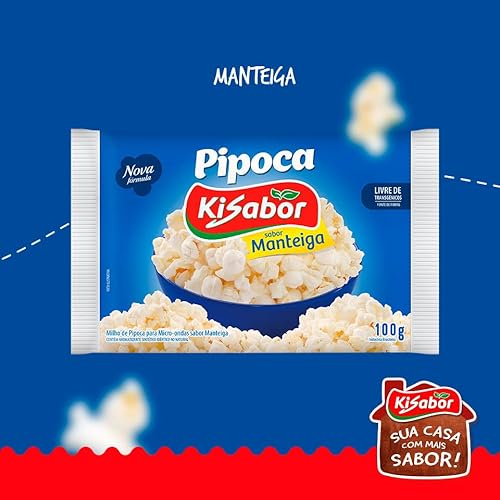 KiSabor, Pipoca de Microondas, Sabor Manteiga, 100 Gramas
