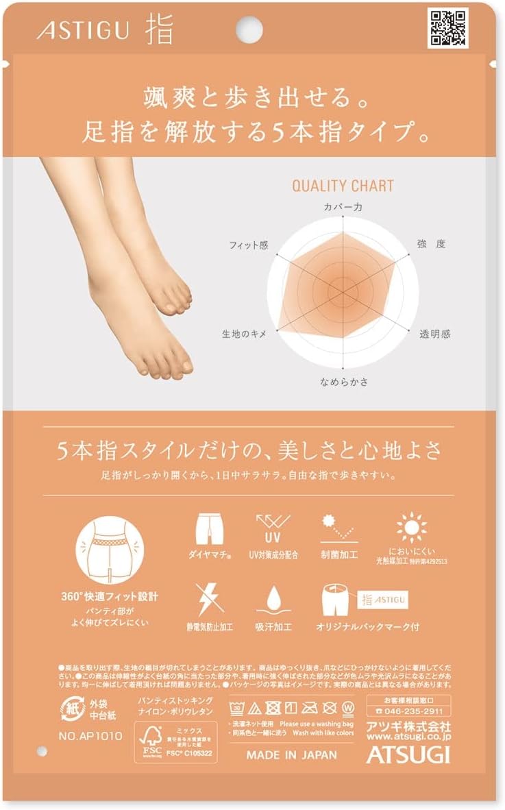 Atsugi Astigu Five Finger Stocking Yubi - AP1010