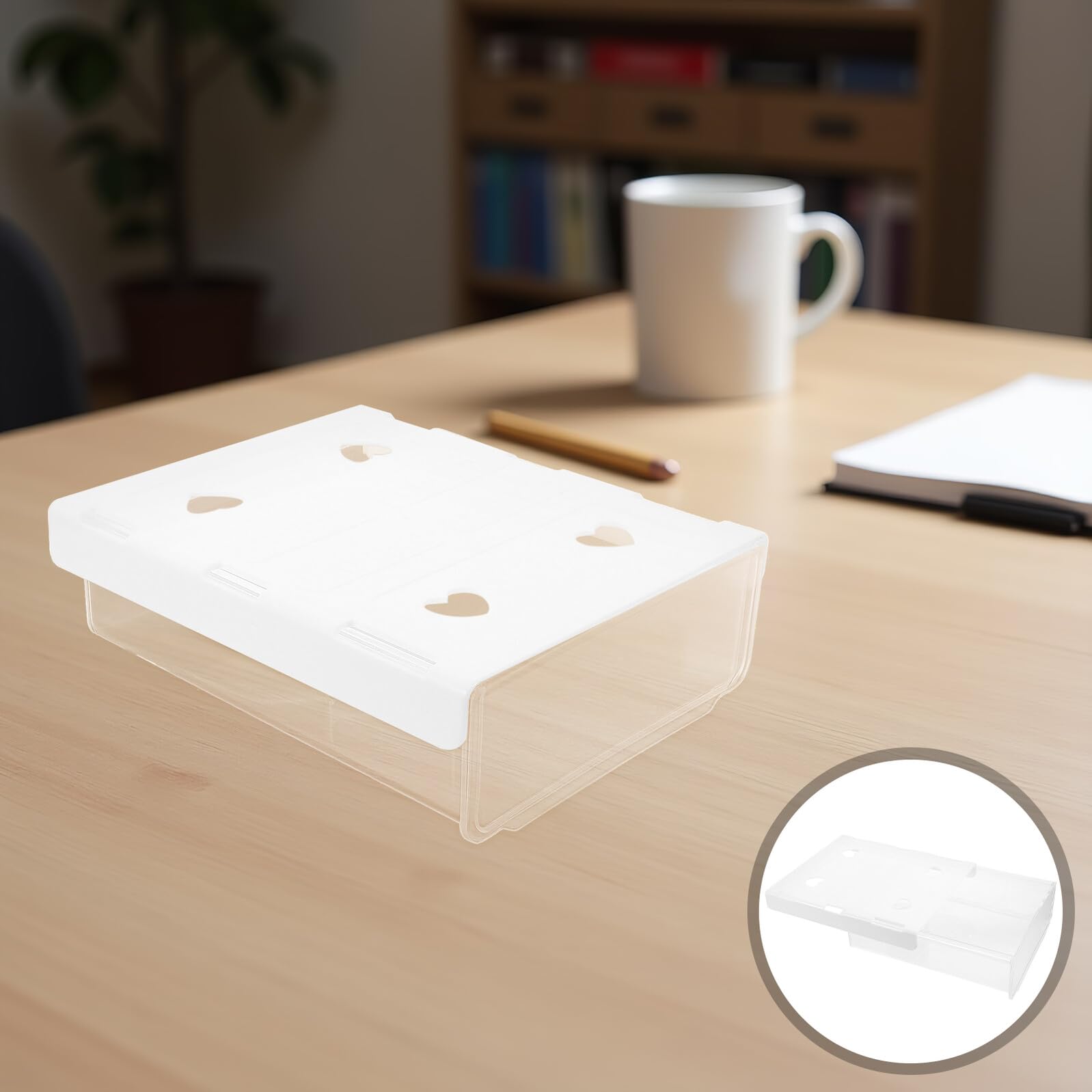 3 Cajones Organizadores Adhesivos para Debajo Mesa Caja de Almacenamiento Oculta white Cajón Deslizante sin Perforación para Oficina y Escritorio Bandeja Organizadora para
