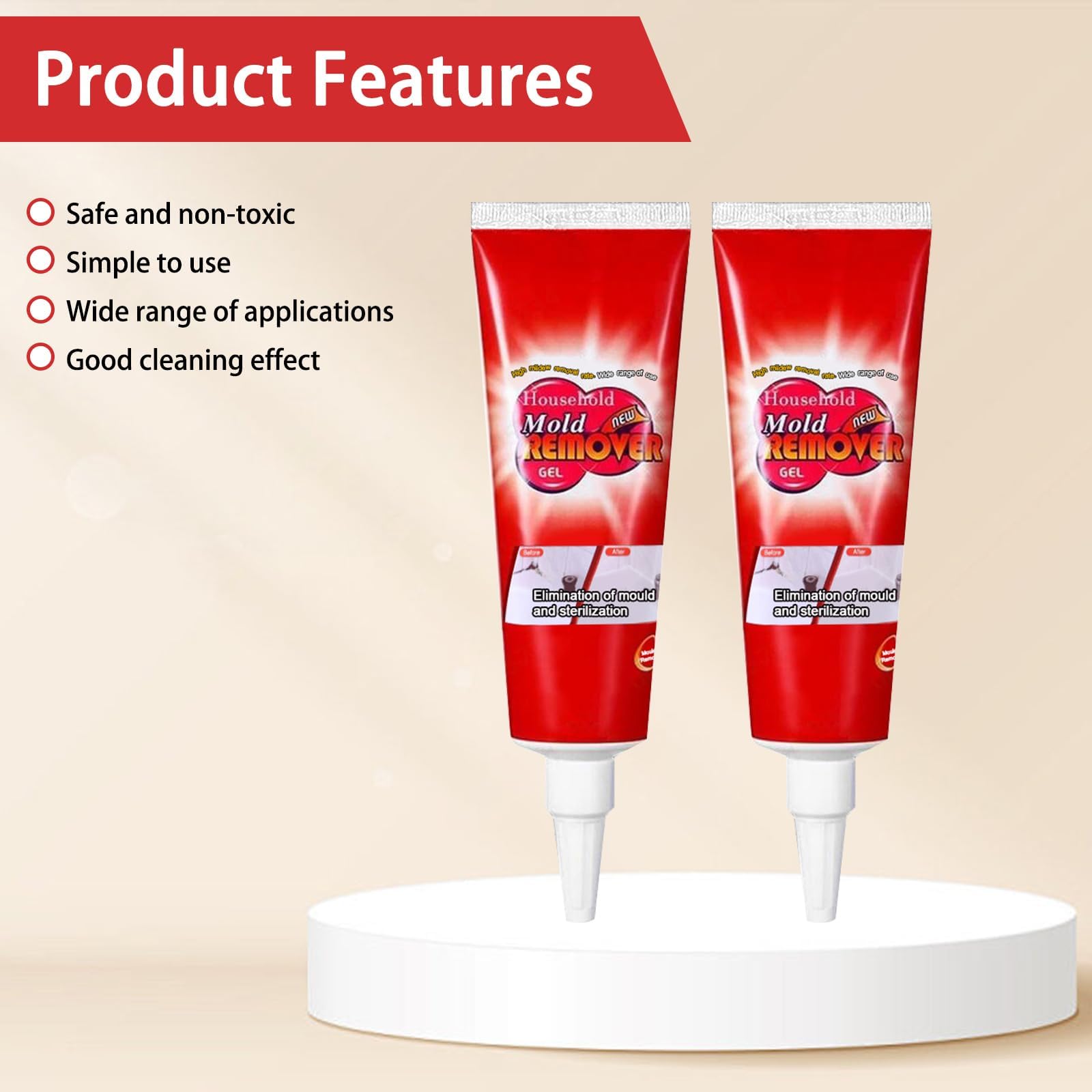 LBOYLOVE® 2 Pcs Mold Remover Gels, 120g Mold Remover Gel, Household Mold Remover Gel, Powerful Mold Cleaner for Washing Machine/Fridge/Kitchen Sink/Toilet/Tile/Wall