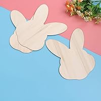 Vista 9 de Heallily - Juego de 3 piezas de madera sin terminar rodajas de conejo con forma de cara de conejo de madera para manualidades, colgantes