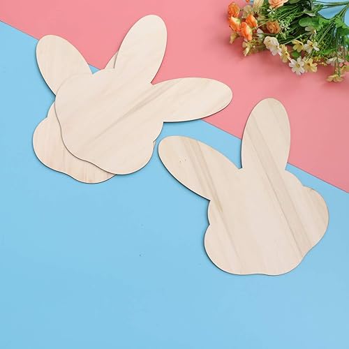 Miniatura 9 de Heallily - Juego de 3 piezas de madera sin terminar rodajas de conejo con forma de cara de conejo de madera para manualidades, colgantes