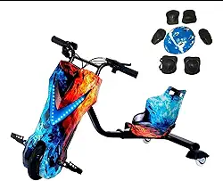 Triciclo Elétrico Drift Motorizado 350w Adulto/Infantil 6" 8" Polegadas 3 Velocidades Bluetooth Led