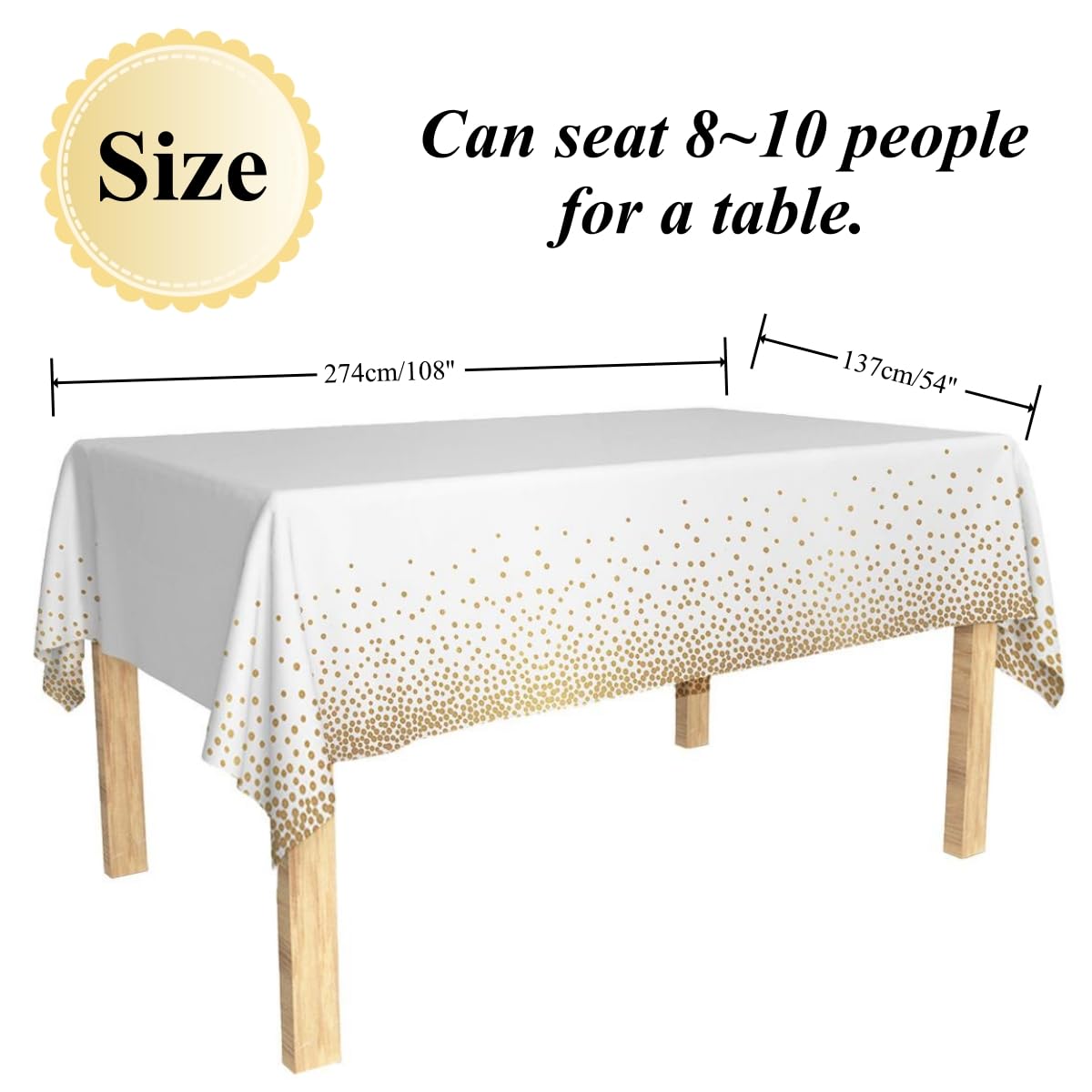 CEILIWEN 10 Packs of White and Gold Party Tablecloths, Disposable Tablecloths Table Covers - Image 3