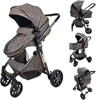 CARRINHO DE BEBE 6 EM 1 EUROPEU PREMIUM ASSENTO REVERSIVEL CHOCOLATE/CHUMBO