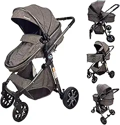 CARRINHO DE BEBE 6 EM 1 EUROPEU PREMIUM ASSENTO REVERSIVEL CHOCOLATE/CHUMBO