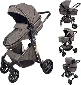 CARRINHO DE BEBE 6 EM 1 EUROPEU PREMIUM ASSENTO REVERSIVEL CHOCOLATE/CHUMBO