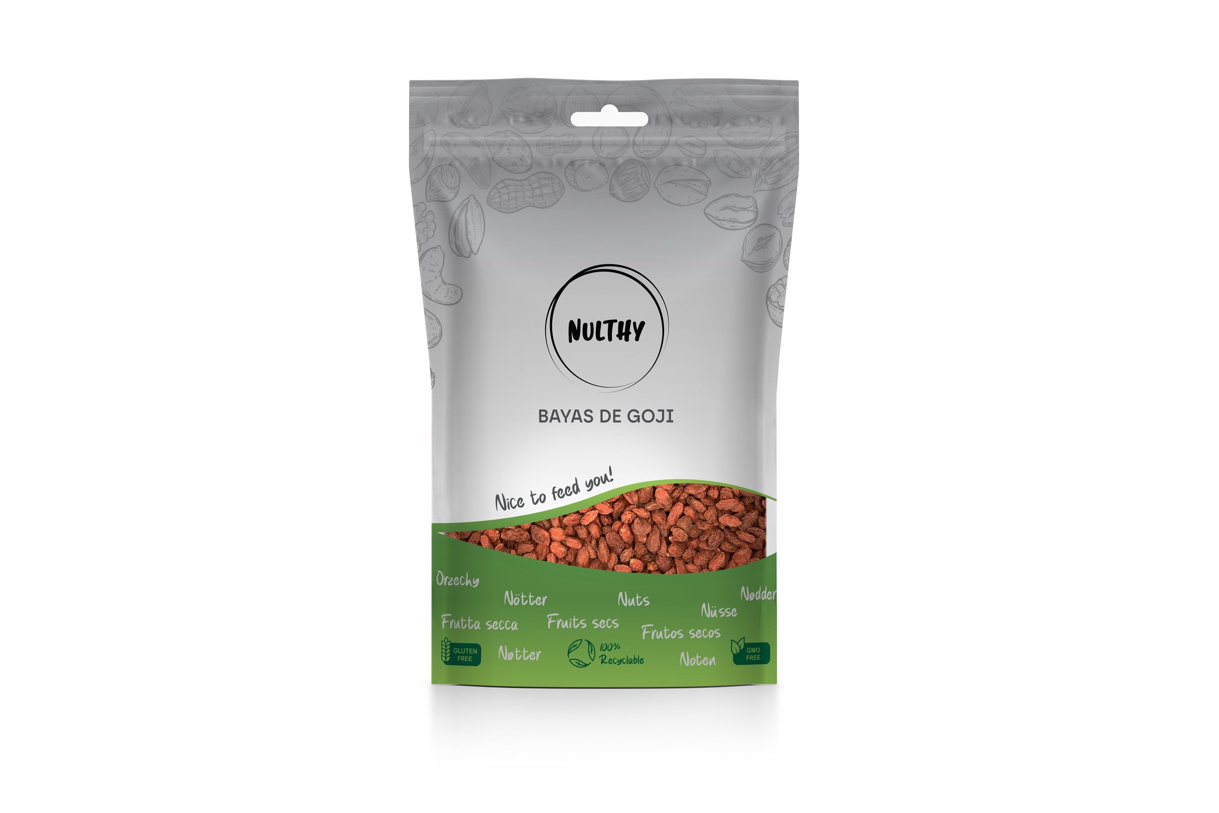 NULTHY 1kg - Bayas Goji, Baya Roja Natural, Fuente de Nutrientes, Ideal para Yogures