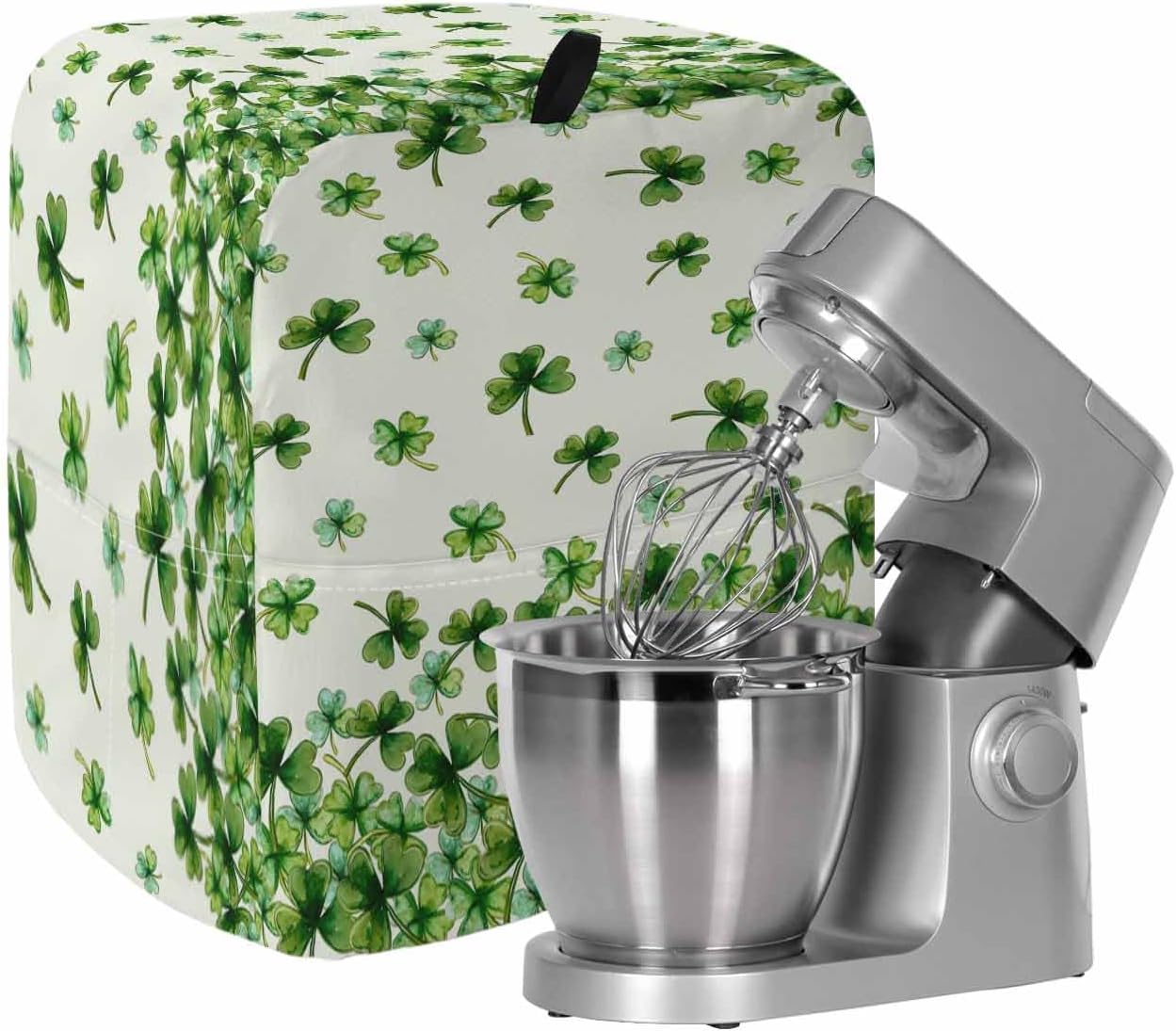 St. Patrick's Day Stand Mixer Cover with Storage Pocket, Waterproof Kitchen Mixer Covers, Spring Green Botanical Lucky Clovers Kitchen Appliance Dust Cover Compatible with 5-8 Quart Mixers