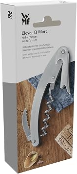 WMF Clever&More Garson Tirbuşonu, 10 cm, Cromargan® Yüksek Kaliteli Mat Paslanmaz Çelik, Şişe Açacağı, Kapak Açacağı ve Folyo Kesici, Tüm Mantar Tıpalar İçin