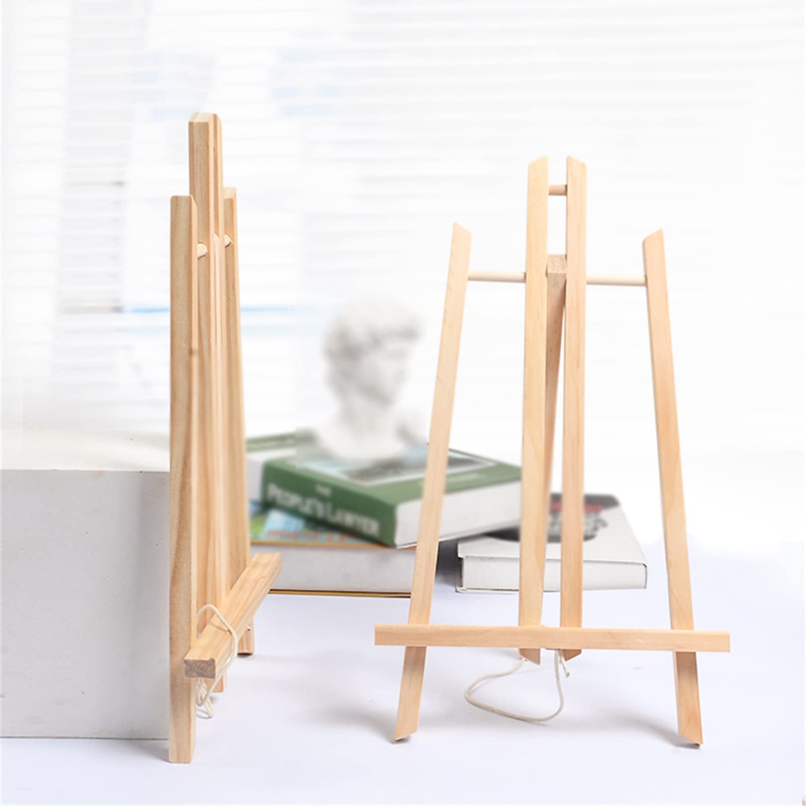 Cavalletto Piccolo Pieghevole per Arte, Mini cavalletto in Legno, cavalletto da Tavolo, espositore per fiere Artigianali, Matrimoni - 30/40