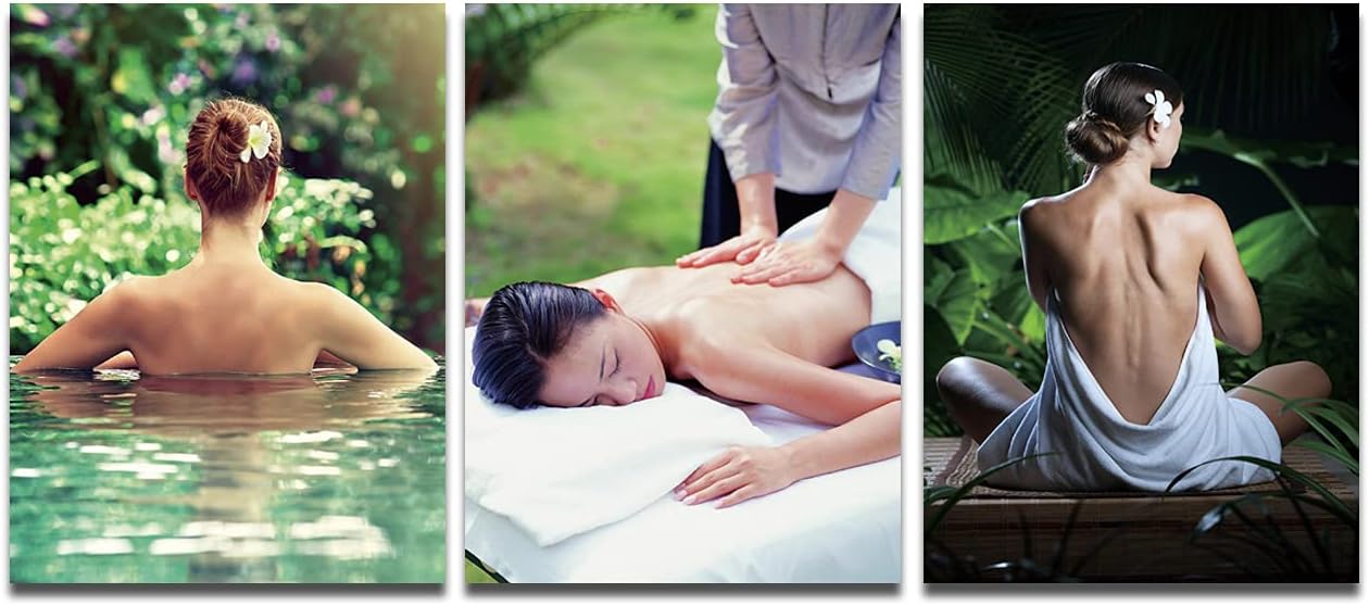 Canvas Print Hydrotherapy Wall Art Body Massage Wall Decor Meditation Yoga Poster Relaxation Body Picture Body Scrub Painting for Beauty Salon Home Decoration Framed(60''Wx28''H) 60"L x 28"W Artwork-03