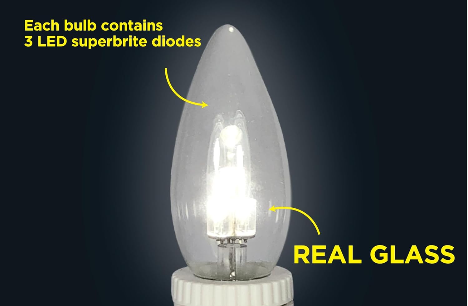 Brite Star Battery Operated Tiffany Warm White Replacement Bulb - 2 Count Flameless Candles with Timer- Perfect for Home Décor
